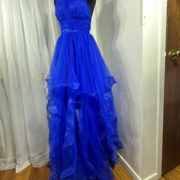 Blue One-Shoulder Prom Dress - Picture 3 of 11